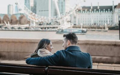 Couple en amoureux près de la London Eye à Londres